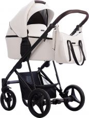 Детская коляска 2 в 1 Bebetto Flavio PRO 01 white, 100% Эко-кожа